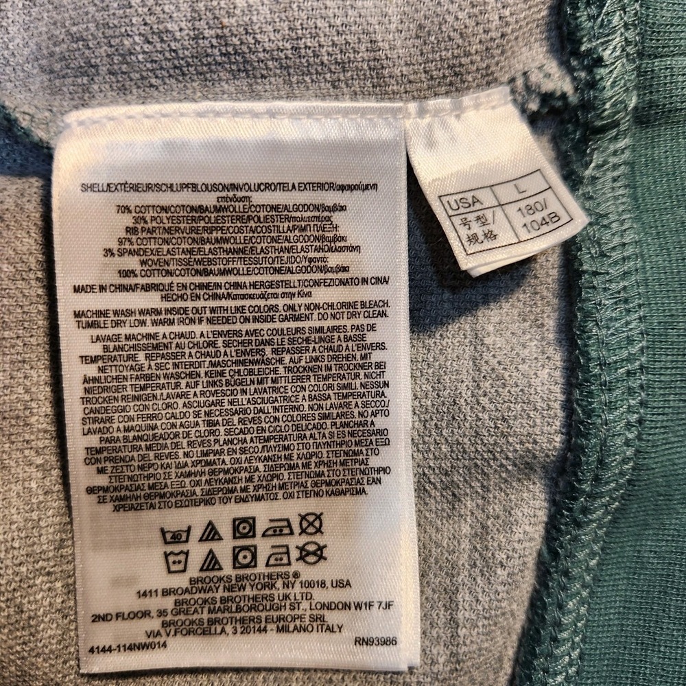 Brooks Brothers Sweater Men's Large Green Half Zip Pullover Embroidered Preppy - Picture 7 of 7